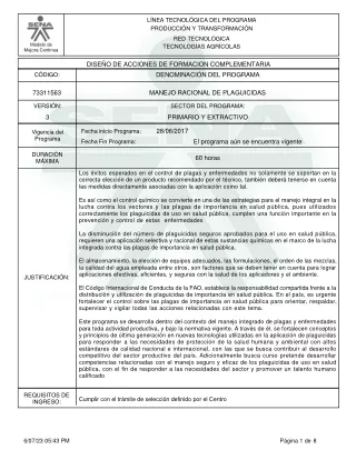 ESTRUCTURA CURRICULAR MANEJO RACIONAL DE PLAGUICIDAS