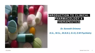 INRODUCTION TO CLINICAL PHARMACOLOGY & THERAPEUTICS