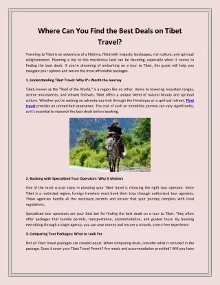 Where Can You Find the Best Deals on Tibet Travel?
