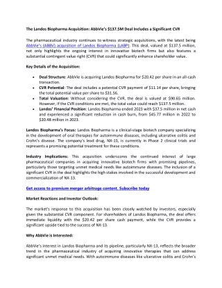 The Landos Biopharma Acquisition Includes a Large CVR