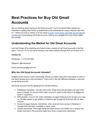 Best Practices for Buy Old Gmail Accounts