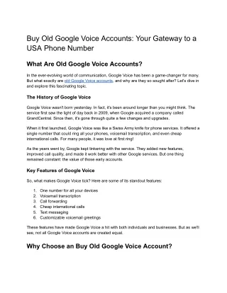 Buy Old Google Voice Accounts: Your Gateway to a USA Phone Number