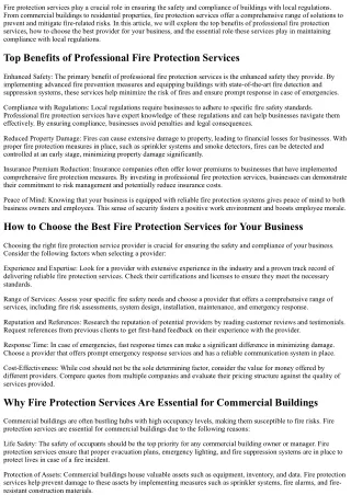 Ensuring Compliance with Local Regulations using Fire Protection Services