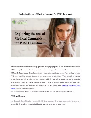 Exploring the use of Medical Cannabis for PTSD Treatment