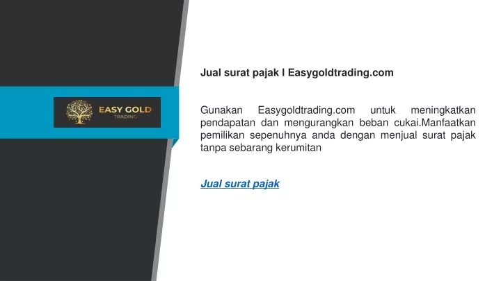 jual surat pajak l easygoldtrading com gunakan