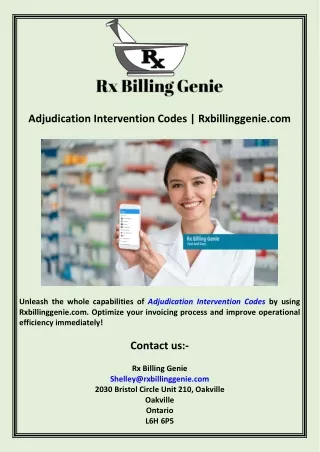 adjudication intervention codes rxbillinggenie com