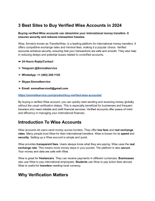 3 Best Sites to Buy Verified Wise Accounts in 2024