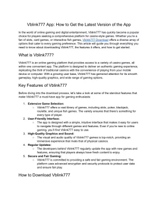 vblink777 app how to get the latest version