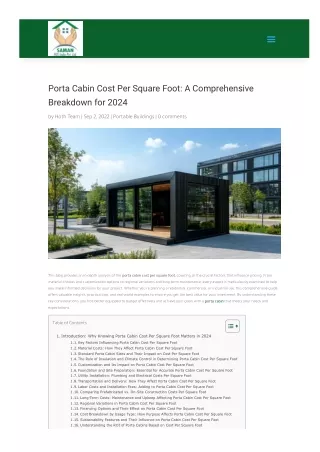 Porta Cabin Cost Per Square Foot A Comprehensive Breakdown for 2024