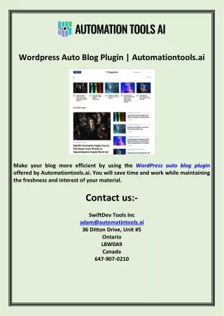 wordpress auto blog plugin automationtools ai