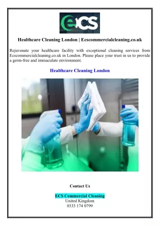 Healthcare Cleaning London | Ecscommercialcleaning.co.uk