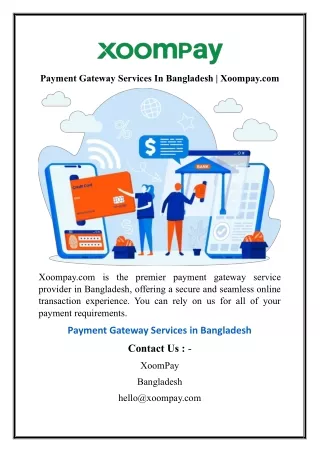 Payment Gateway Services In Bangladesh  Xoompay.com