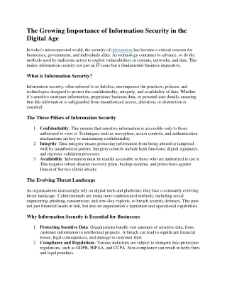 the growing importance of information security