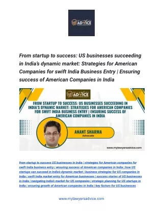From startup to success_ US businesses succeeding in India’s dynamic market_ Strategies for American Companies for swift