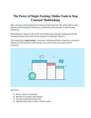The Power of Single-Tasking Online Tools to Stop Constant Multitasking
