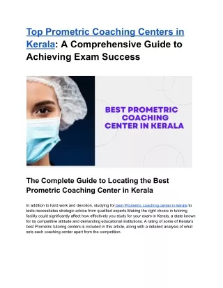 Top Prometric Coaching Centers in Kerala