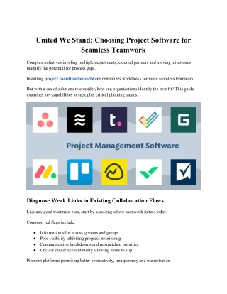 United We Stand Choosing Project Software for Seamless Teamwork