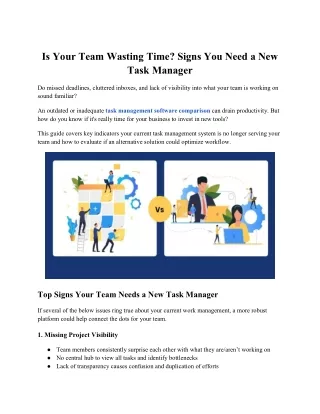 Is Your Team Wasting Time Signs You Need a New Task Manager