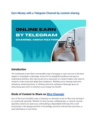 Earn Money with a Telegram Channel by content sharing