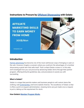 Instructions to Procure by Offshoot Showcasing with Gelato