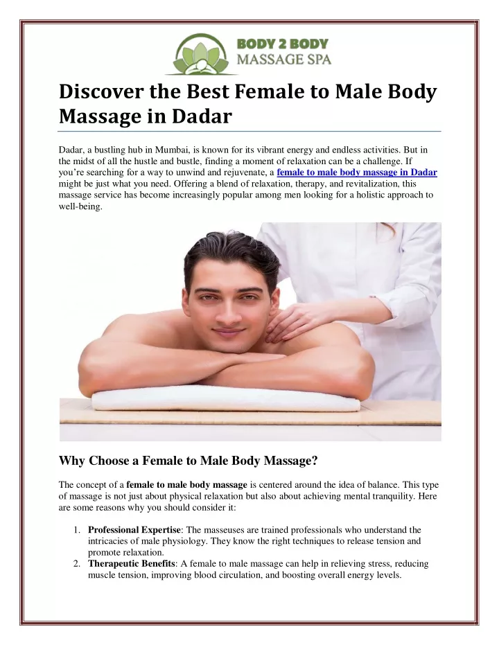 discover the best female to male body massage