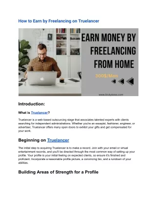 How to Earn by Freelancing on Truelancer