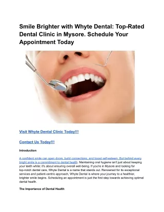 Smile Brighter with Whyte Dental_ Top-Rated Dental Clinic in Mysore