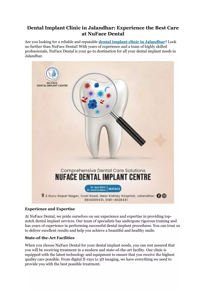 dental implant clinic in jalandhar experience