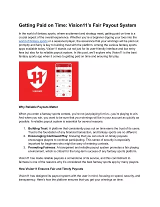 getting paid on time vision11 s fair payout system