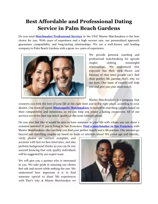 Best Affordable and Professional Dating Service in Palm Beach Gardens