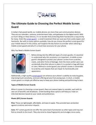 Screen Guard and Screen Protector for Your Screen - Wrafer