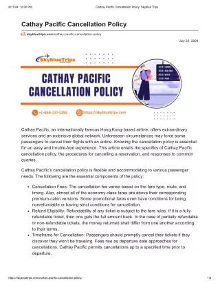 Cathay Pacific Cancellation Policy_ Skyblue Trips