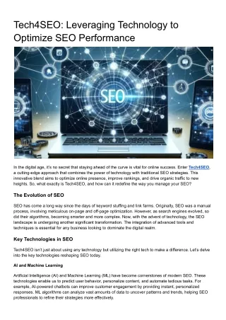 Tech4SEO_ Leveraging Technology to Optimize SEO Performance