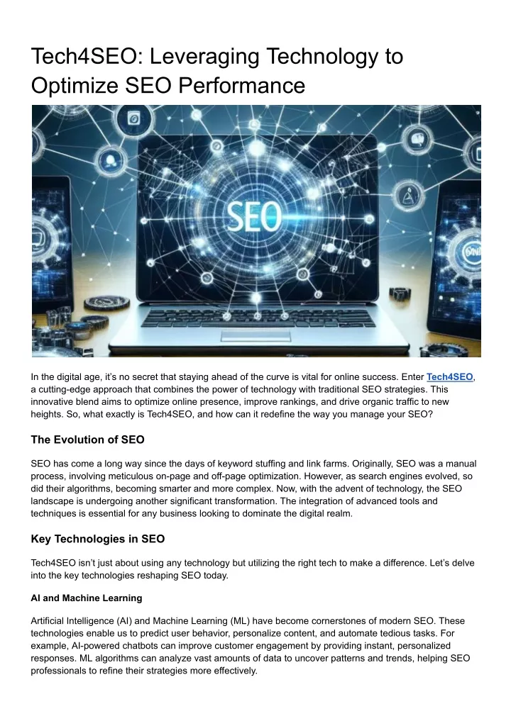 tech4seo leveraging technology to optimize