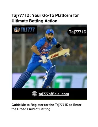 Taj777 ID_ Your Go-To Platform for Ultimate Betting Action