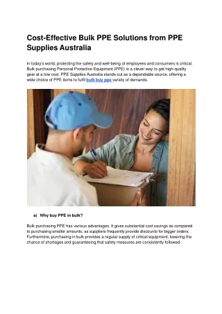 Cost-Effective Bulk PPE Solutions from PPE Supplies Australia