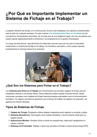 ¿Por Qué es Importante Implementar un Sistema de Fichaje en el Trabajo