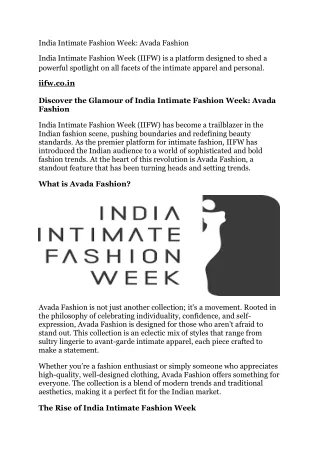 india intimate fashion week avada fashion