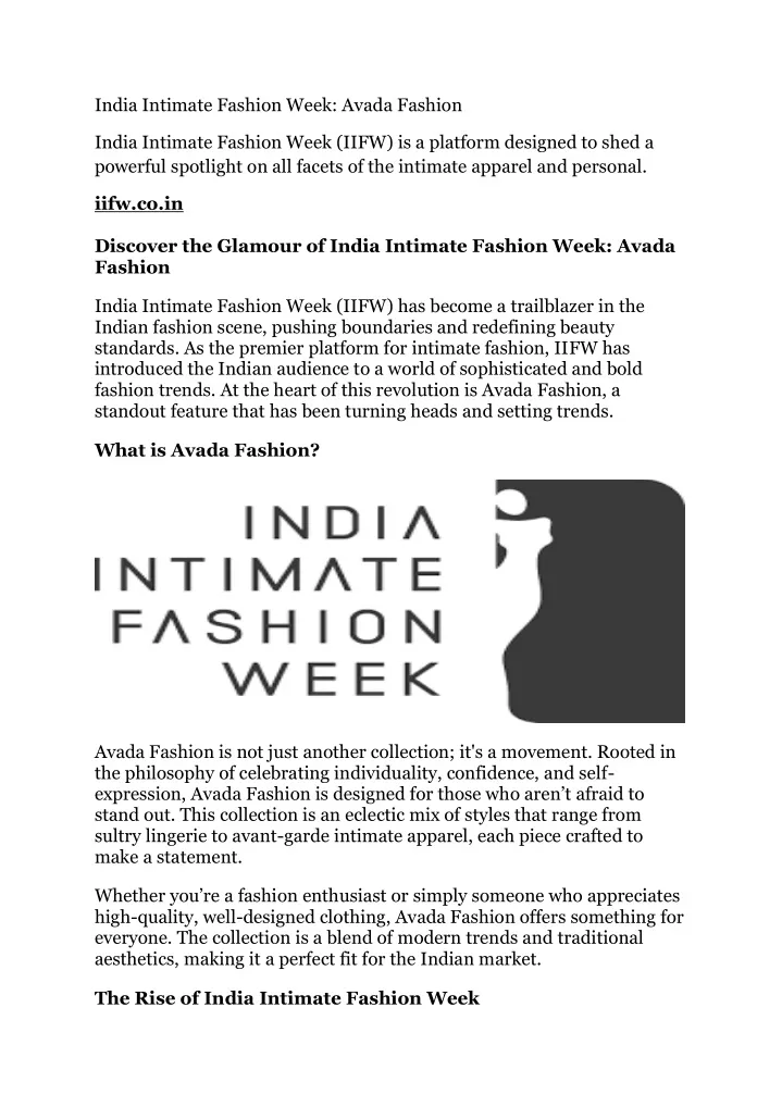 india intimate fashion week avada fashion