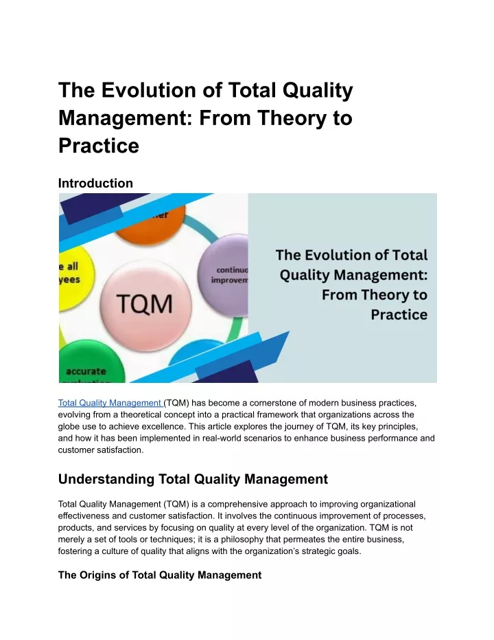 the evolution of total quality management from