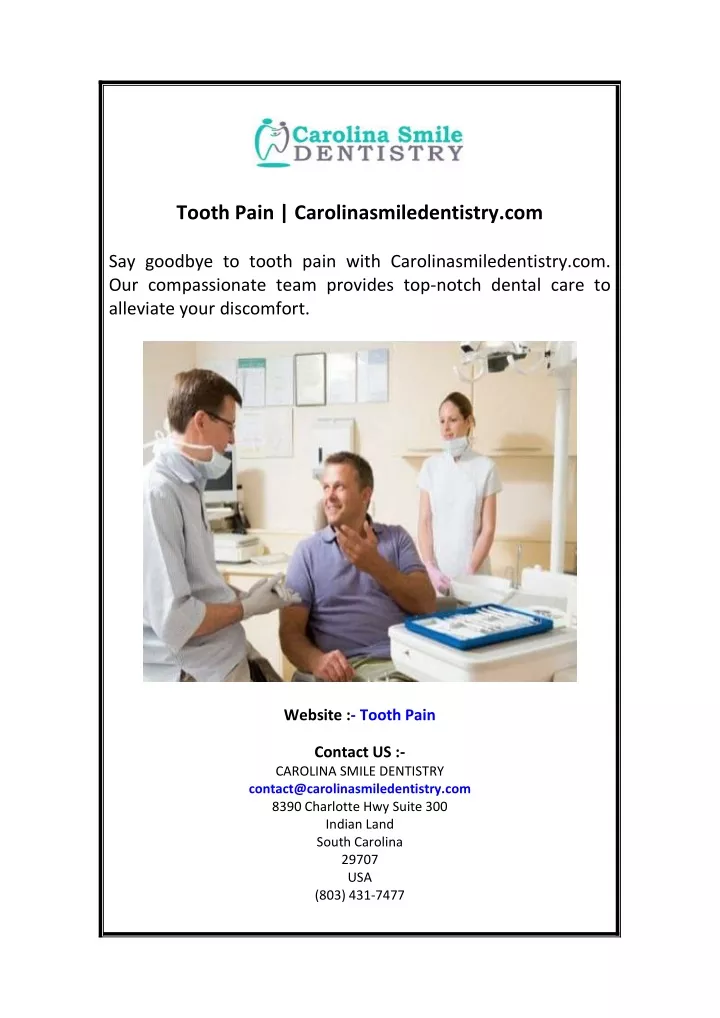 tooth pain carolinasmiledentistry com