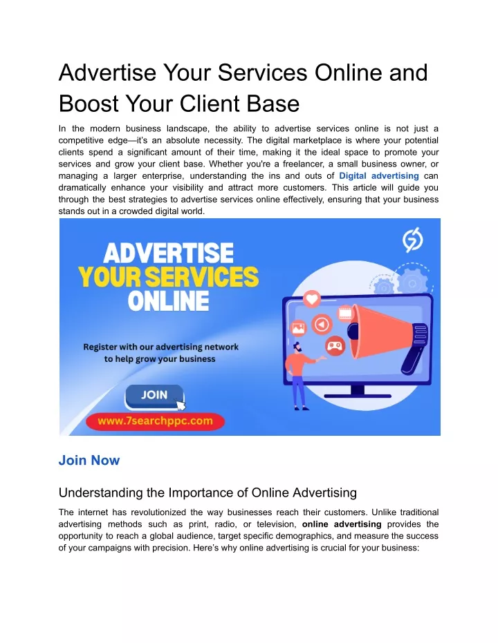 advertise your services online and boost your