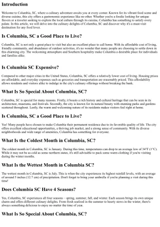 Indulge your taste buds in Columbia, SC: A culinary adventure awaits.