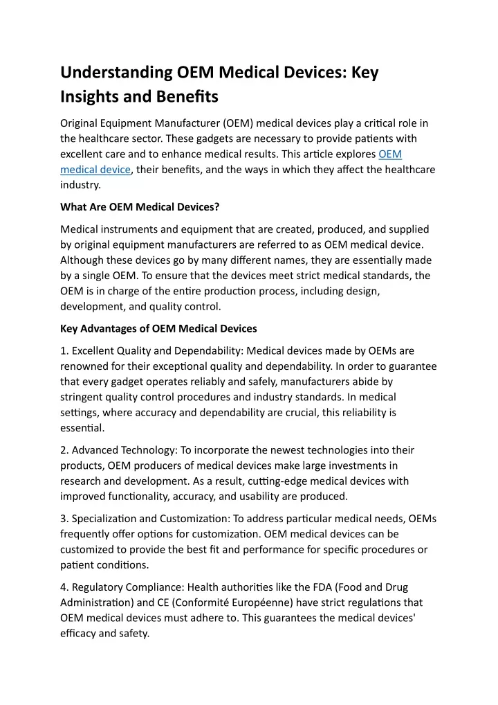 understanding oem medical devices key insights