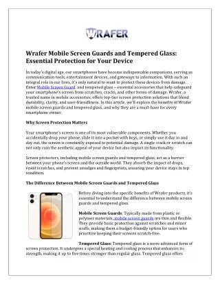 Screen Guard and Screen Protector for Your Screen - Wrafer