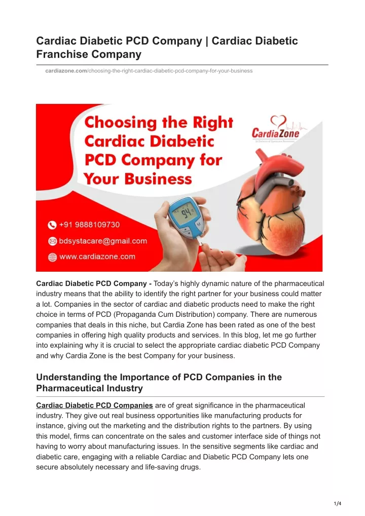 cardiac diabetic pcd company cardiac diabetic