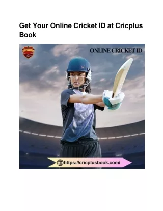 Get Your Online Cricket ID at Cricplus Book