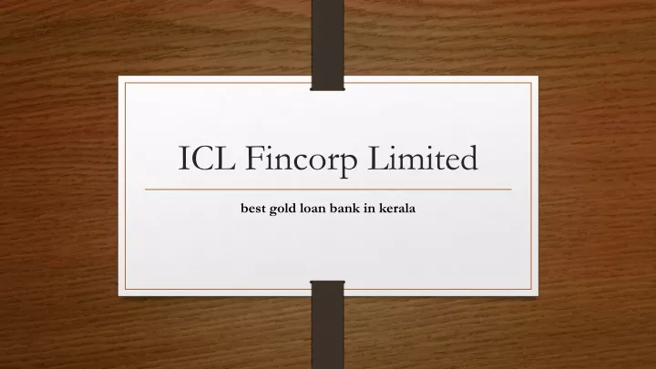 icl fincorp limited