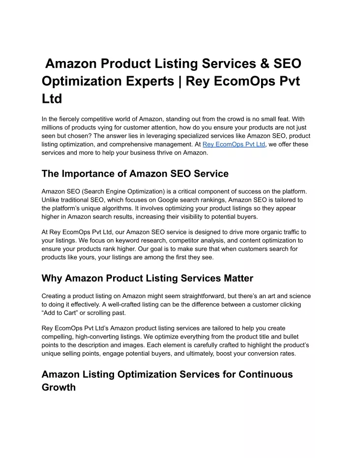 amazon product listing services seo optimization