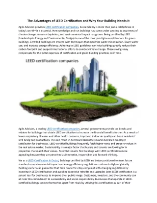 the advantages of leed certification and why your